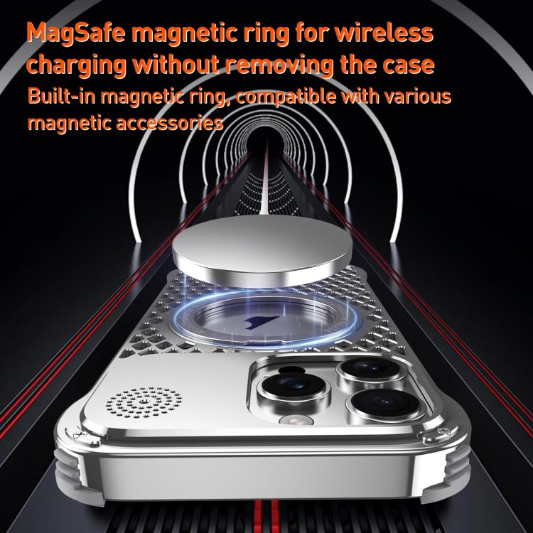 For iPhone 16 R-JUST RJ-64 Aromatherapy Heat Dissipation MagSafe Phone Case with Stand(Black) by R-JUST