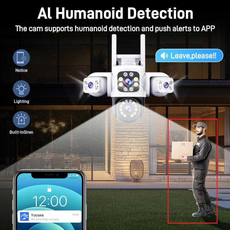 2MP HD 360 Degree Panorama 3 Lens IP66 Waterproof Wireless WiFi Camera, Memory:15 Days Memory Card(EU Plug) by bashfashion