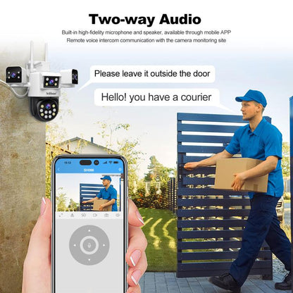 SriHome SH066 8MP HD Quad Lens Security Camera, Support Full Color Night Vision / Two-way Audio(US Plug) by SriHome