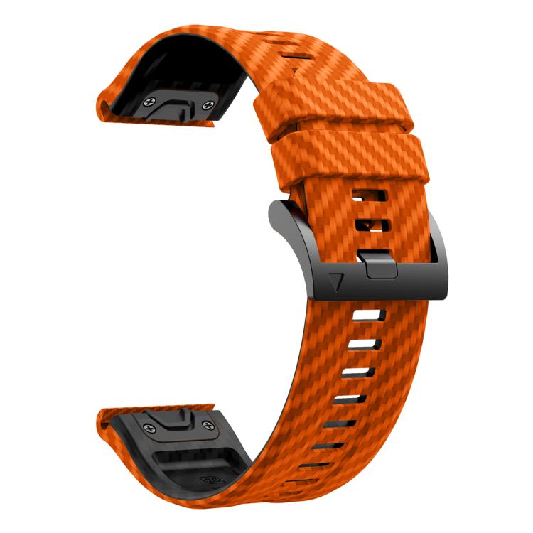 For Garmin Fenix 7 22mm Kalebol Two Color Carbon Fiber Print Silicone Watch Band(Orange Black) by Kalebol