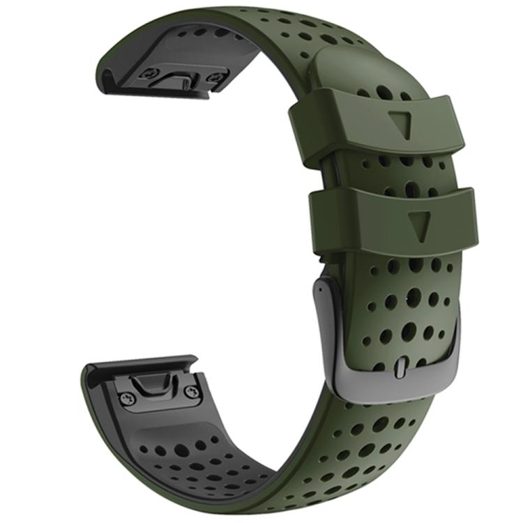 For Garmin QuickFit 26mm Kalebol Breathable Two-color Silicone Watch Band(Army Green) by Kalebol