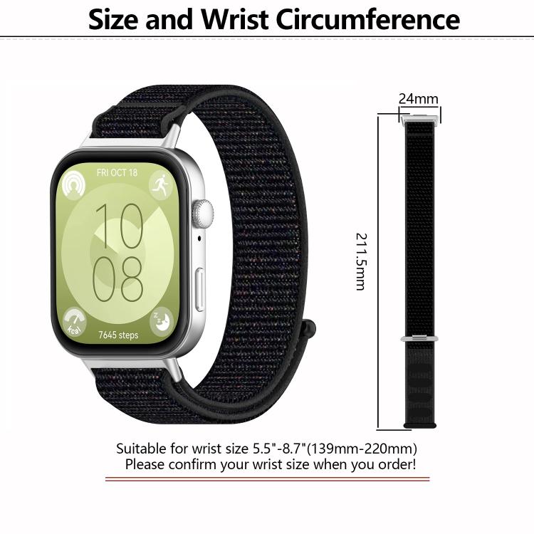 For Huawei Watch Fit3 Kalebol Hook and Loop Nylon Strap(Grey Blue) by Kalebol