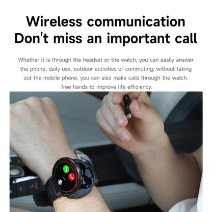 D11 1.46 inch 2 in 1 Bluetooth Earphone Smart Watch, Support Bluetooth Call / NFC / Heart Rate(Black) by bashfashion