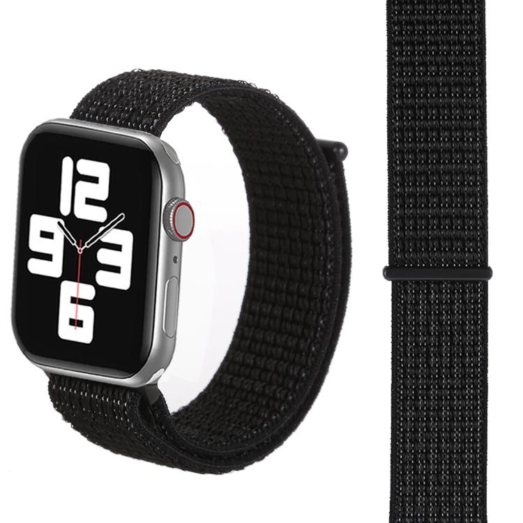 For Apple Watch 42mm / 41mm / 40mm / 38mm xDfind Nylon Loop Hook and Loop Fastener Watch Band(Nightfall Black) by xDfind