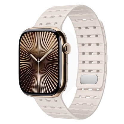 For Apple Watch 42mm / 41mm / 40mm / 38mm Two-Tone Breathable Magnetic Silicone Watch Band(Starlight) by bashfashion
