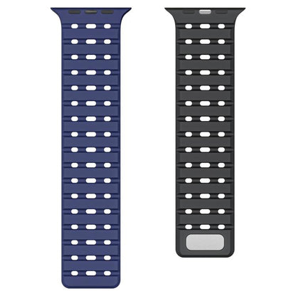For Apple Watch 42mm / 41mm / 40mm / 38mm Two-Tone Breathable Magnetic Silicone Watch Band(Starlight) by bashfashion