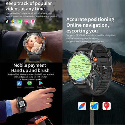 BH11 4G LTE Android 8.1 Smart Watch, 2GB+16GB, Unisoc 8541 Quad Core, Support Heart Rate / Blood Oxygen(Black Silicone) by bashfashion