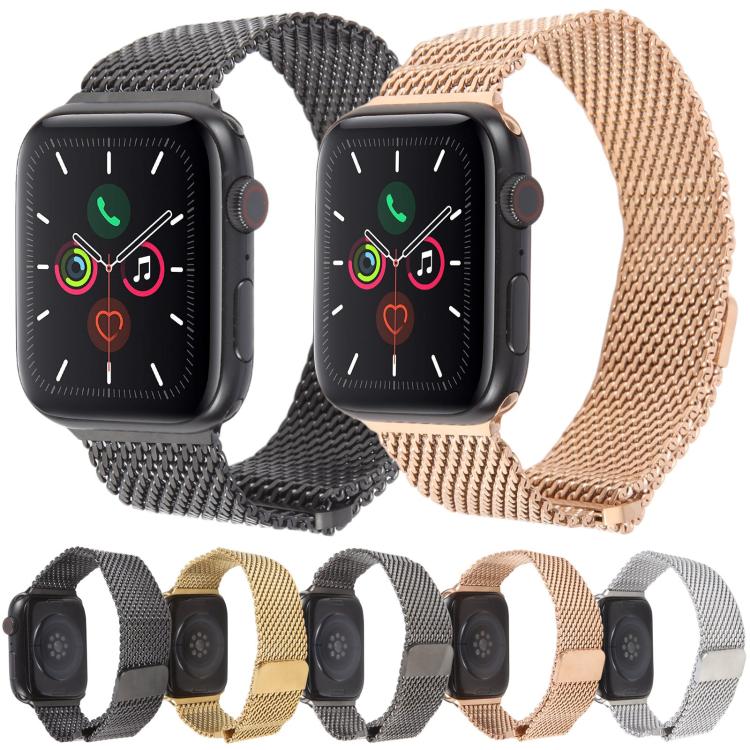 For Apple Watch 42mm / 41mm / 40mm / 38mm Double-section Magnetic Milanese Titanium Watch Band(Titanium Color) by bashfashion