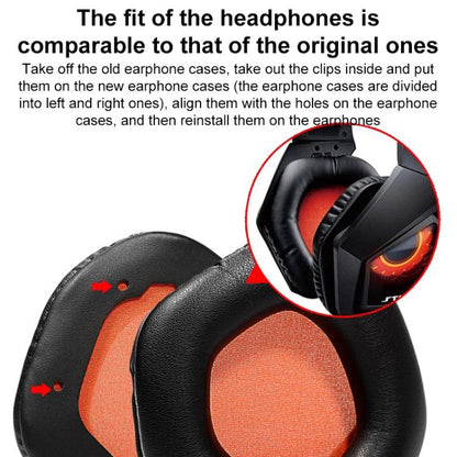 1 Pair Snap-on Replacement Earpads For ASUS ROG Strix7.1, Material:Football Net Fabric(Black Orange) by bashfashion