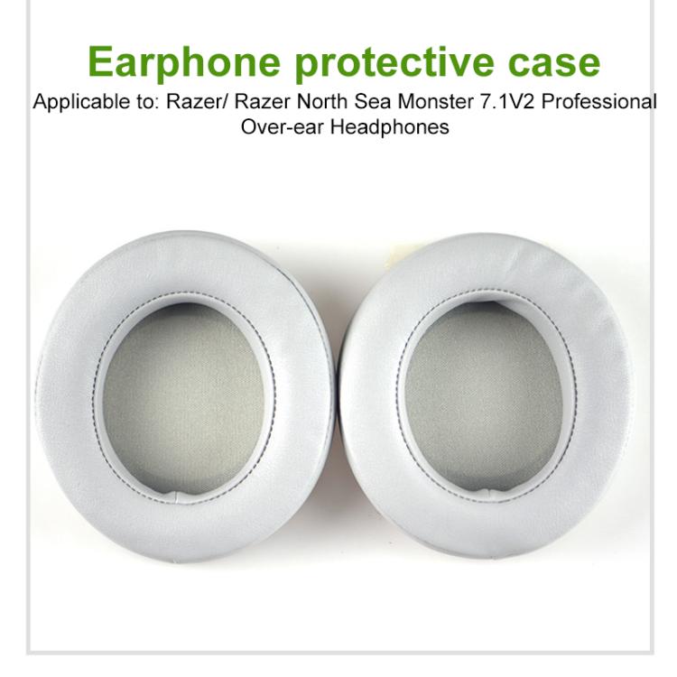 1 Pair Rotating Snap-on Replacement Earpads For Razer Kraken Pro V2, Material:Protein Leather(Grey) by bashfashion