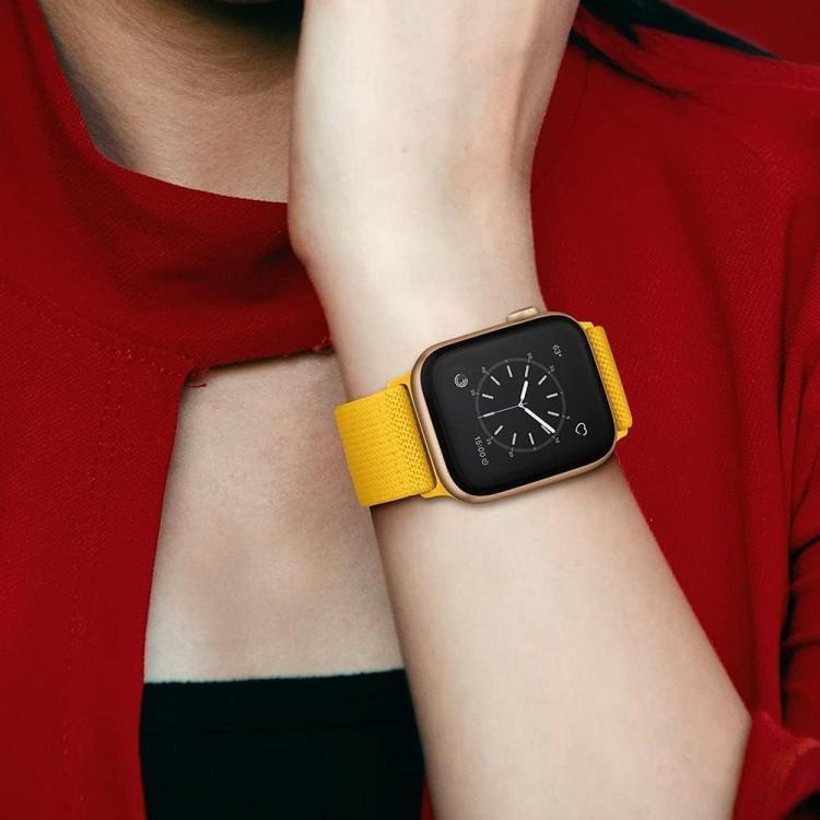 For Apple Watch 38 / 40 / 41 / S10 42mm xDfind Adjustable Slide Buckle Elastic Nylon Watch Band(Yellow Leopard) by xDfind