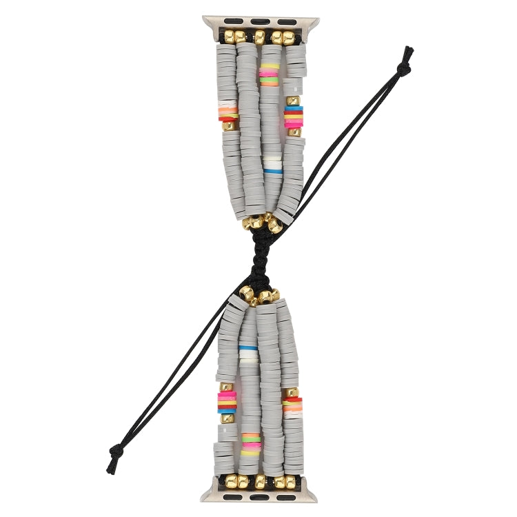 Bohemian Style Soft Ceramic Beaded Strap For Apple Series 7 45mm / 6 & SE & 5 & 4 44mm / 3 & 2 & 1 42mm(Grey) by bashfashion