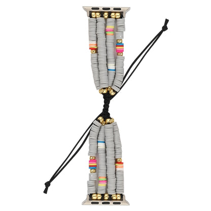 Bohemian Style Soft Ceramic Beaded Strap For Apple Series 7 45mm / 6 & SE & 5 & 4 44mm / 3 & 2 & 1 42mm(Grey) by bashfashion