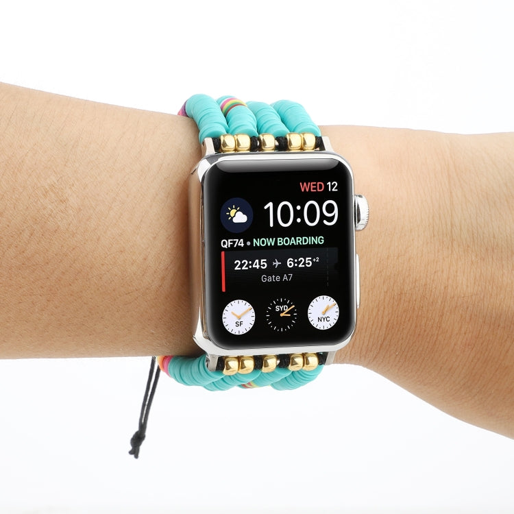 Bohemian Style Soft Ceramic Beaded Strap For Apple Series 7 45mm / 6 & SE & 5 & 4 44mm / 3 & 2 & 1 42mm(Blue) by bashfashion