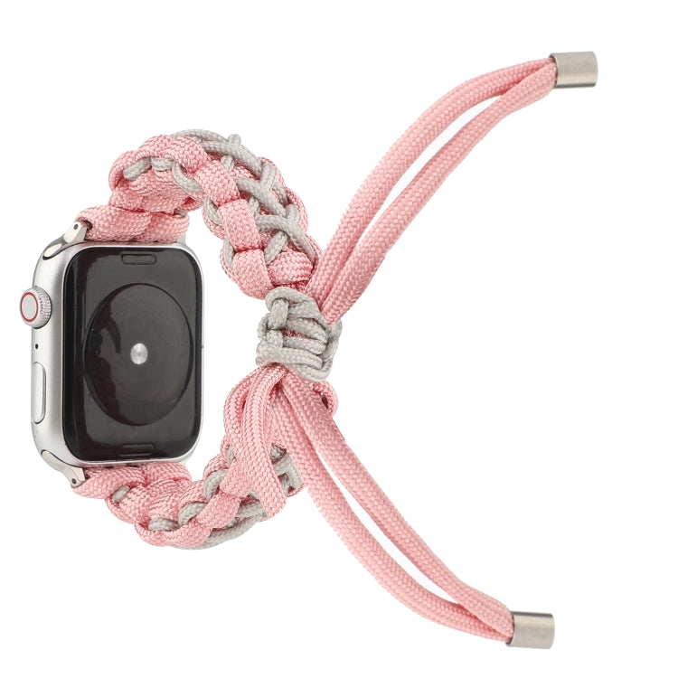 Braided Umbrella Cord Strap For Apple Series 7 45mm / 6 & SE & 5 & 4 44mm / 3 & 2 & 1 42mm(Pink) by bashfashion