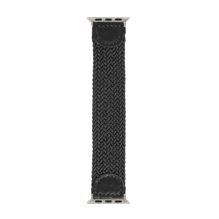 Nylon + Leather Braided Watch Band For Apple Watch Series 7 41mm / 6 & SE & 5 & 4 40mm / 3 & 2 & 1 38mm, Size:M(Black) by bashfashion