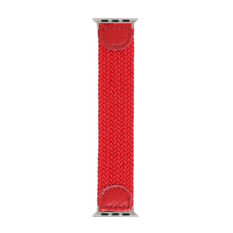 Nylon + Leather Braided Watch Band For Apple Watch Series 7 41mm / 6 & SE & 5 & 4 40mm / 3 & 2 & 1 38mm, Size:M(Red) by bashfashion