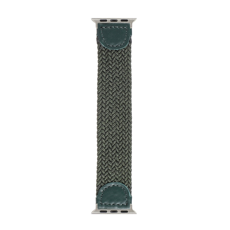 Nylon + Leather Braided Watch Band For Apple Watch Series 7 45mm / 6 & SE & 5 & 4 44mm / 3 & 2 & 1 42mm, Size:M(Army Green) by bashfashion