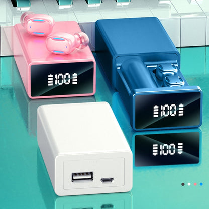 A22 English Version Pull-out Digital Display Bluetooth Earphone with Magnetic Charging Box, Support Touch Light & Power Bank (Pink) by bashfashion