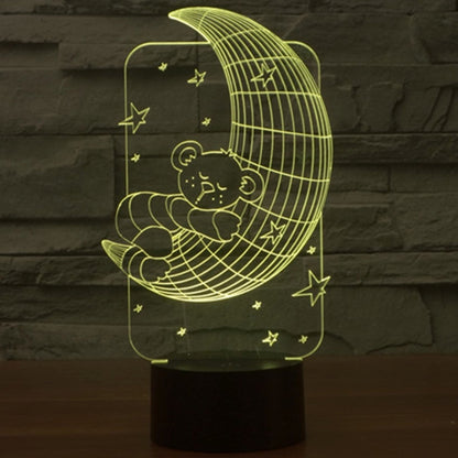 Moon Bears Style 3D Touch Switch Control LED Light , 7 Color Discoloration Creative Visual Stereo Lamp Desk Lamp Night Light by bashfashion