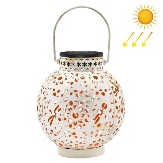 SZ-20004 Solar Lantern Wrought Iron Hollow Lawn Lamp Outdoor Garden Decorative Lamp(White) by bashfashion