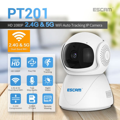 ESCAM PT201 HD 1080P Dual-band WiFi IP Camera, Support Night Vision / Motion Detection / Auto Tracking / TF Card / Two-way Audio, UK Plug by ESCAM