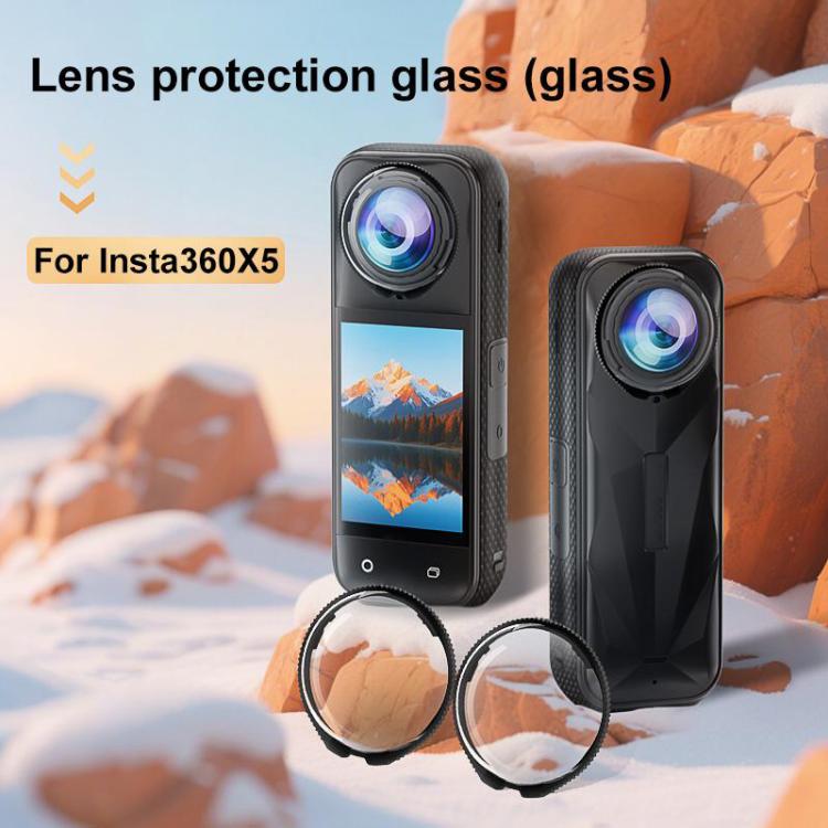 For Insta360 X5 PULUZ Rotating Optical Tempered Glass Lens Guard Protective Cover (Transparent) by PULUZ