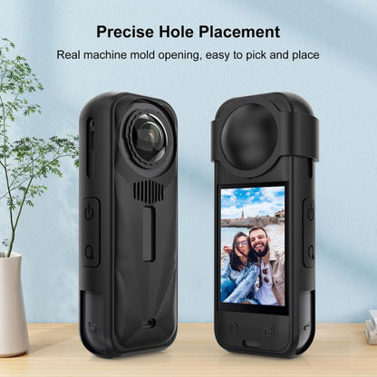 For Insta360 X5 PULUZ Silicone Protective Case with Lens Cover (Black) by PULUZ