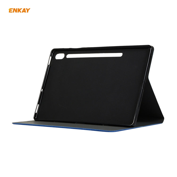 For Samsung Galaxy Tab S8 / Galaxy Tab S7 11.0 T870 / T875 ENKAY Coarse Cloth Pattern PU Leather + TPU Smart Case with Holder & Sleep / Wake-up Function(Grey) by ENKAY