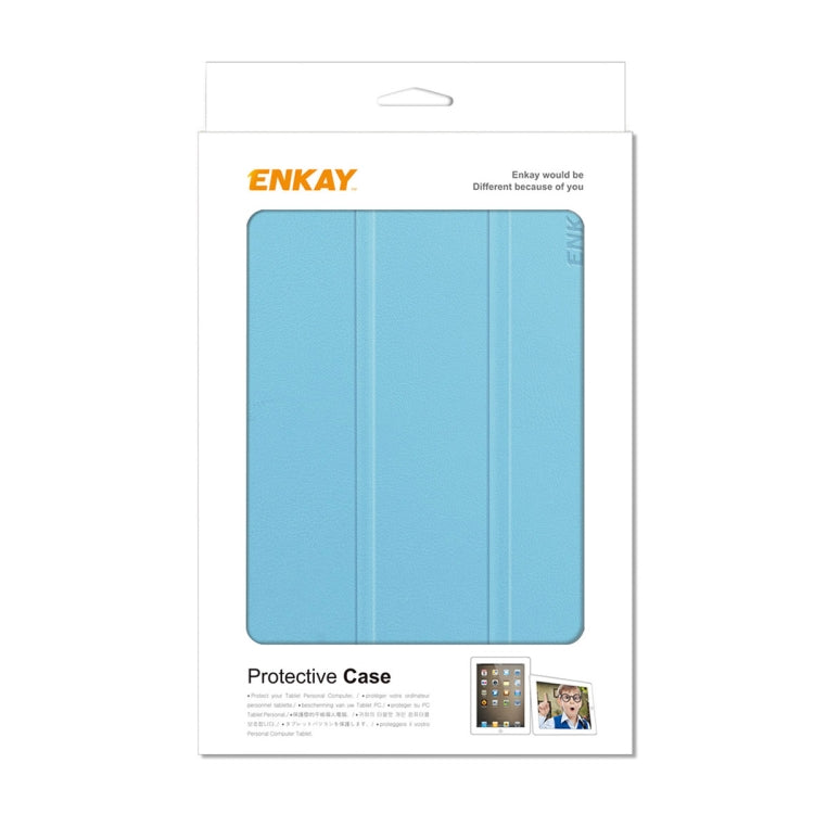 For iPad mini 2024 / mini 6 ENKAY Custer Texture Horizontal Flip PU+PC Leather Tablet Case with Three-folding Holder & Sleep / Wake-up Function(Light Blue) by ENKAY