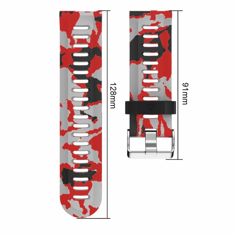 For Garmin Fenix 3 26mm Camouflage Printed Silicone Watch Band(Red+Army Camouflage) by bashfashion