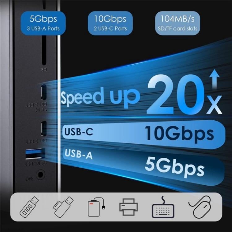 WAVLINK WL-UG69PD13Pro DisplayLink Docking Station 15 in 1 USB-C Hub for MacBook Laptop(EU Plug) by WAVLINK