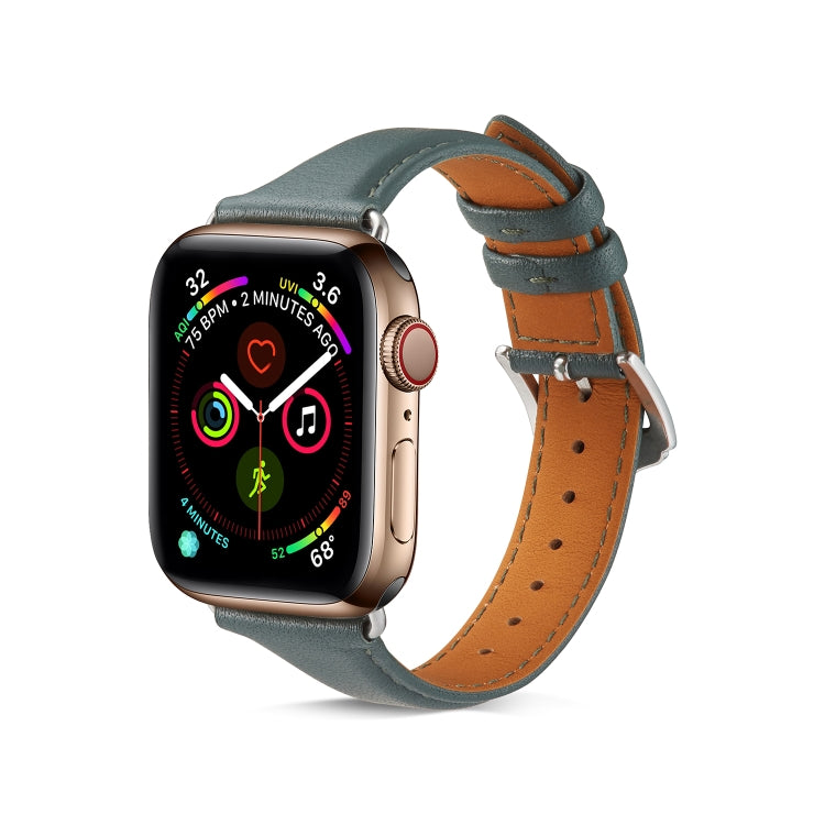 For Apple Watch 3 / 2 / 1 Generations 38mm Universal Thin Leather Strap(Blackish Green) by bashfashion