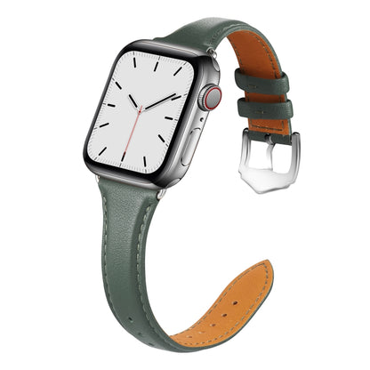 For Apple Watch 3 / 2 / 1 Generations 38mm Universal Thin Leather Strap(Blackish Green) by bashfashion
