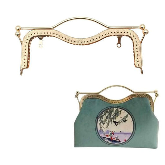 20.5cm Concave Waist Embossed Lip Handle Luggage Hardware Accessories, Color:Light Gold by bashfashion