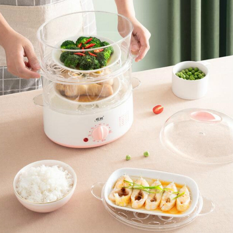 LINGRUI Timer Mini Multi-Function Egg Cooker Automatic Power Off Home Breakfast Machine, CN Plug, Specification:Double Layers(Grey) by bashfashion