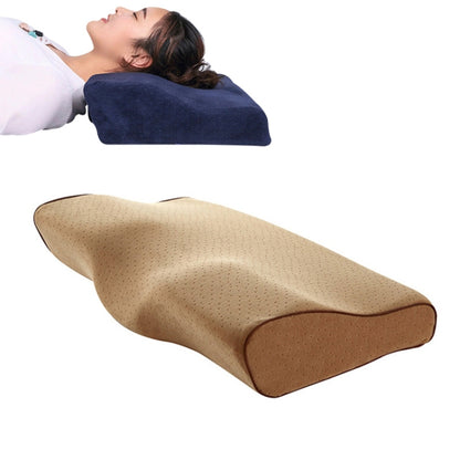 Butterfly Shape Memory Foam Snorked Pillow Slow Rebound Health Care Cervical Pillow, Dimensions: 62x34x12x6cm(Velvet Camel Color) by bashfashion