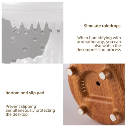 V50 Desktop Colorful Night Light Humidifier Wood Grain Water Drop Aroma Diffuser, Spec: US Plug(Green) by bashfashion