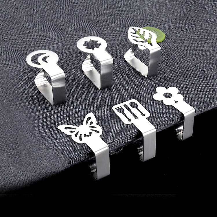 Stainless Steel Tablecloth Clip Graphics Tablecloth Clip High-Elastic Moving Fixing Clip(Four Leaf Clover) by bashfashion