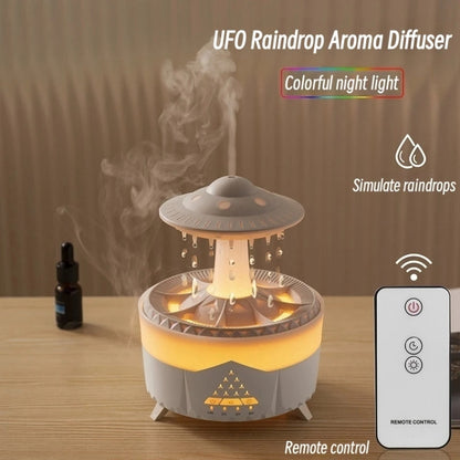 UFO Water Drop Aromatherapy Humidifier Desktop Remote Control Diffuser, Plug: EU Plug(Wood Grain) by bashfashion
