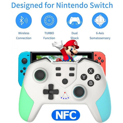 T23 Macro Programming Six-Axis Wireless Bluetooth Handle With NFC For Switch Pro(Blue Green) by bashfashion