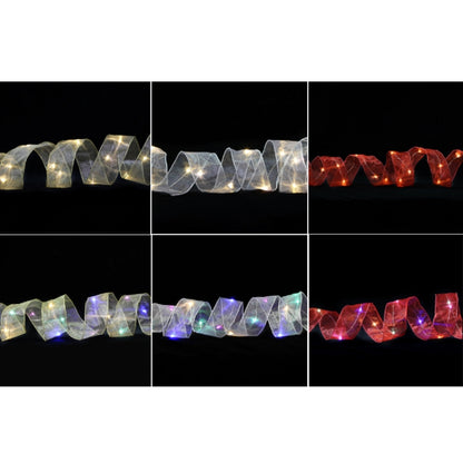 Christmas Ornament Double Light Board Yarn Ribbon String Lights, Specification: 5m(Silver Warm Light) by bashfashion