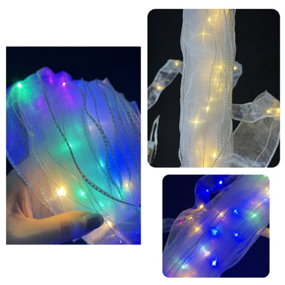 Christmas Ornament Double Light Board Yarn Ribbon String Lights, Specification: 5m(Silver Warm Light) by bashfashion