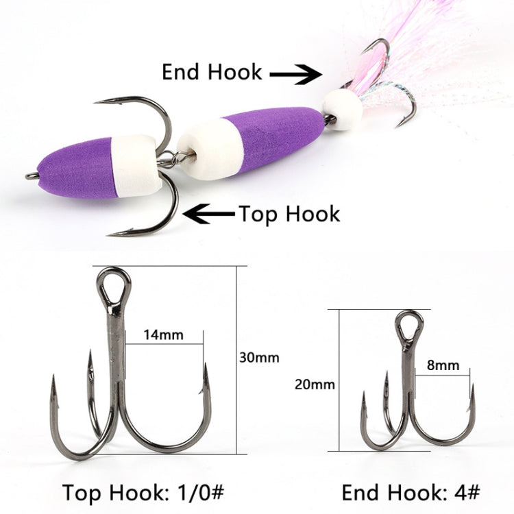 W.P.E PMG-M Foam Hook Soft Worm Bait Three Anchor Hook Fake Lures, Size: M(25) by W.P.E