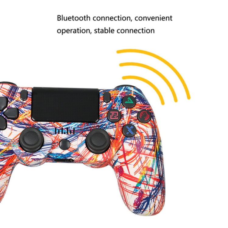 For PS4 Wireless Bluetooth Game Controller With Light Strip Dual Vibration Game Handle(Red) by bashfashion