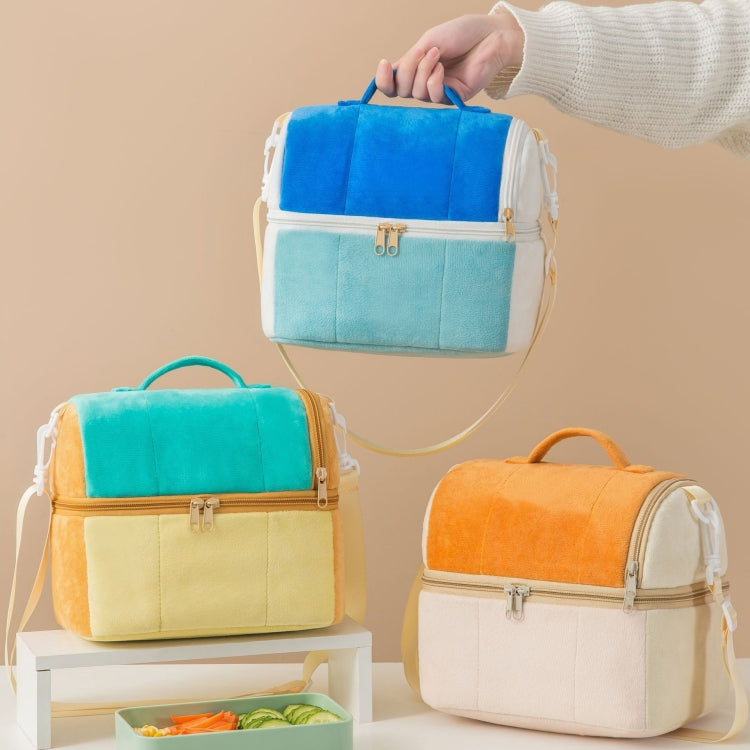 Flannel Toast Bag Double Layer Insulation Lunch Storage Bag Shoulder Bag(Orange) by bashfashion