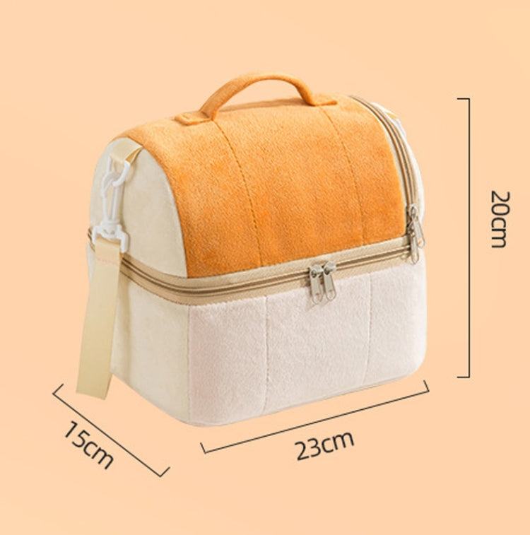 Flannel Toast Bag Double Layer Insulation Lunch Storage Bag Shoulder Bag(Orange) by bashfashion
