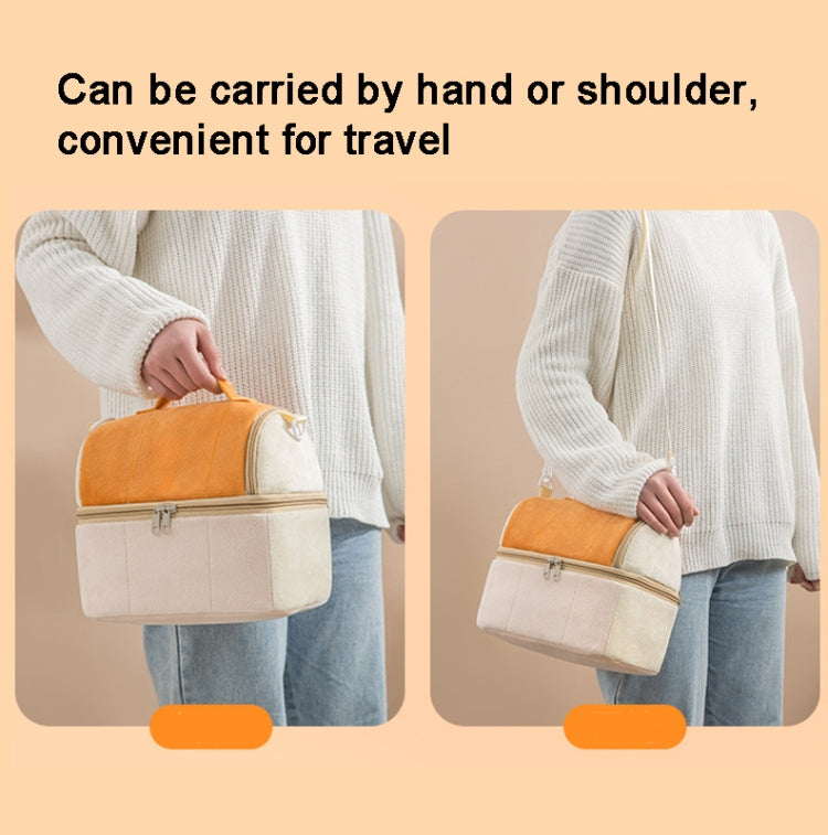 Flannel Toast Bag Double Layer Insulation Lunch Storage Bag Shoulder Bag(Orange) by bashfashion