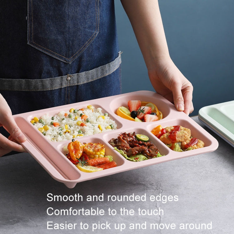 4pcs /Set Wheat Straw Split Dining Plate With Bowl Chopsticks Spoon Tableware Set(Pink) by bashfashion