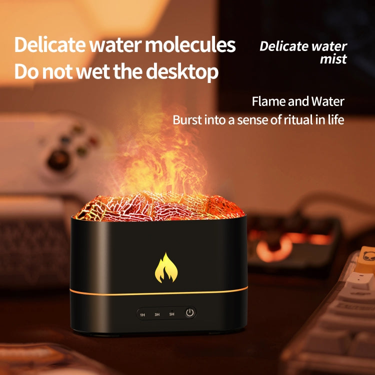 HX853B USB Plug-In Colorful Flame Lighting Effect Aromatherapy Humidifier(Black) by bashfashion